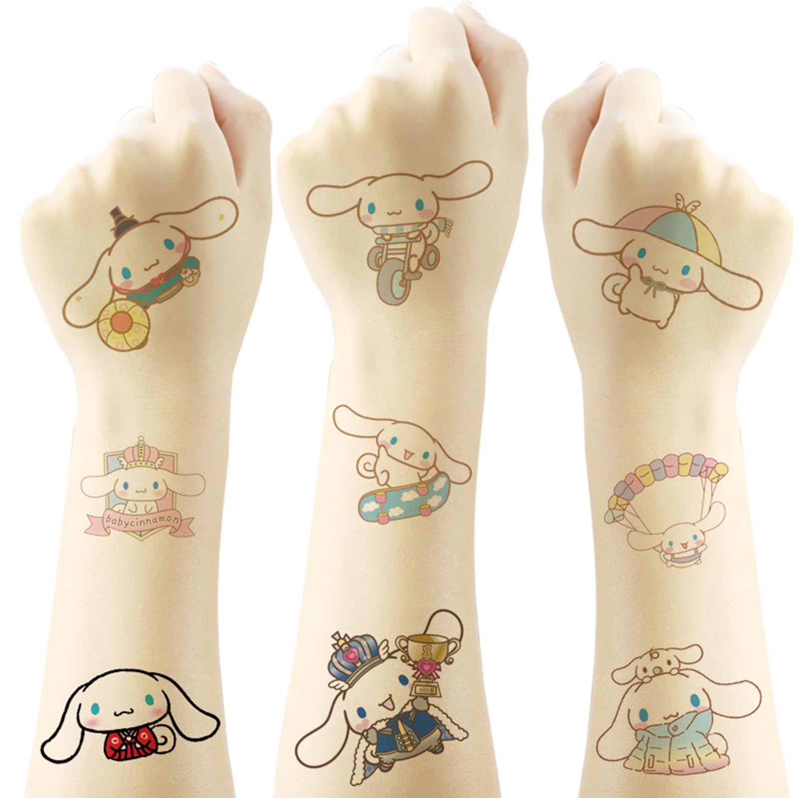 Photo 1 of 40 Sheets Cinnamoroll Temporary Tattoos Birthday Themed Party Supplies Decoration Favors Cartoon Cute Sticker for Kids Boys Home Activity Class Prizes Carnival Christmas Rewards (red)