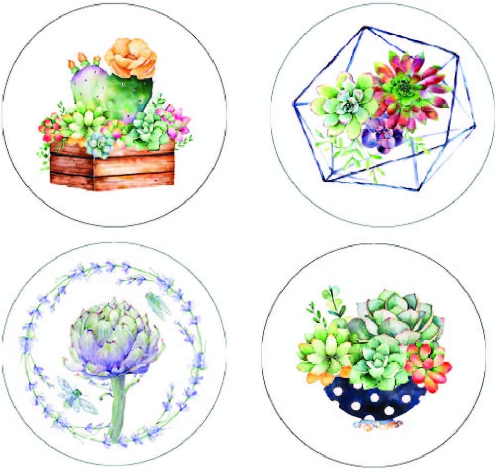 Block Décor Real Art Wall Hanging Plates 7"- 4 pcs Set Modern Designs Gift Packing
