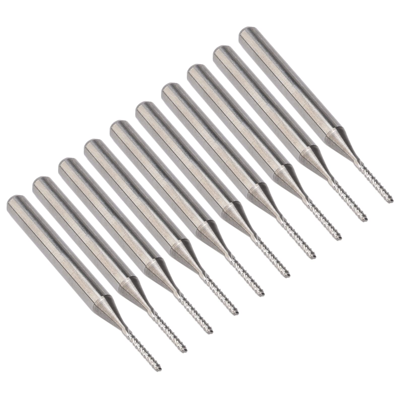 Pxyelec 10 PCS 1.0 mm Tungsten Steel Carbide End Mill Engraving Bits Milling Machine Router Bits for Glass PVC MDF Wood CNC Machine Engraving Carving