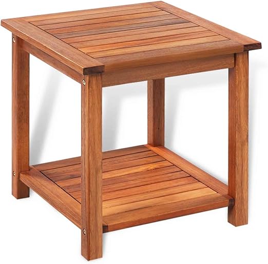 Amazon Com End Table Acacia Wood Side Table 18 X 18 X 18 Gift For Boy Girl Best Friend By Bluecc Kitchen Dining