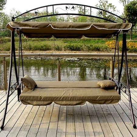 Amazon De Luxus Hollywoodschaukel Gartenschaukel Mit Bettfunktion Breite 215cm Hohe 219cm Tiefe 160cm Modell Gea Braun Belastung 200kg
