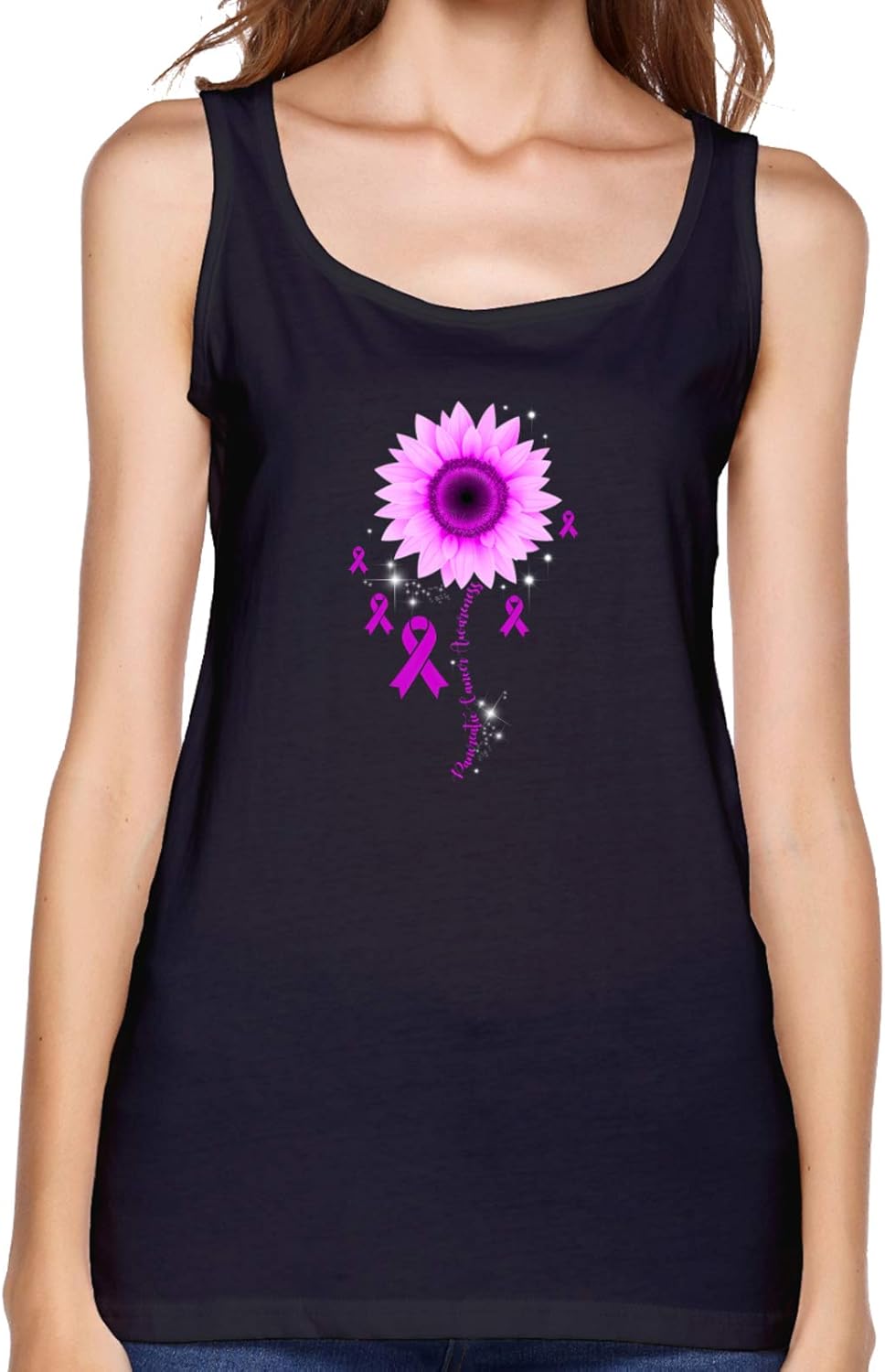 Purple Sunflower Pancreatic Cancer Awareness Workout Tops