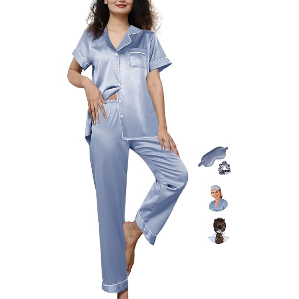 Yoolfine Women's Pajama Set - Short Sleeve Button Down Top & Shorts, Soft Viscose, Burgundy, Large - View #6