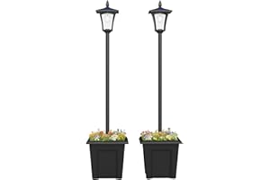 Outsunny 63" Solar Lamp Post Lights 2 Pack, Waterproof LED Solar Light Posts with Planter, Outdoor Lamps for Patio, Backyard, Pathway, Garden, Lawn, Black