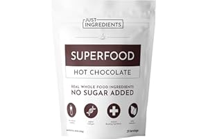 JUST INGREDIENTS Superfood Hot Chocolate | 25 Servings | With Grass-fed Collagen, Organic Cacao, Cinnamon, Ashwagandha, Turmeric & Lion’s Mane | No Sugar Added | Supports Gut Health, Immunity & Cognitive Function*