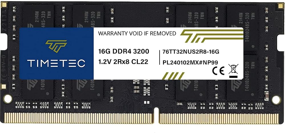 Timetec 16GB DDR4 3200MHz SODIMM 260-Pin Laptop RAM CL22 Non-ECC 1.2V