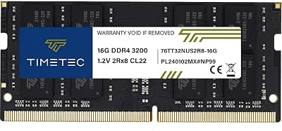 Timetec 16GB DDR4 3200MHz SODIMM 260-Pin Laptop RAM CL22 Non-ECC 1.2V