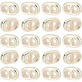 CRAFTYMELODY 20Pcs 18K Gold Stopper Beads Double Hole Silicone Slider Brass Loose Spacer Beads for Jewelry Making Accessory Supplies DIY Craft Leather Cord Bracelets Necklace Dangle Earring