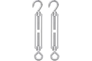 Hook & Eye Turnbuckles Twours 304 Stainless Steel Heavy Duty Turnbuckle Wire Rope Cable Tensioner Adjustable C to O Turnbuckle for Shade Sail (1/2" (M12) - 2PCS)