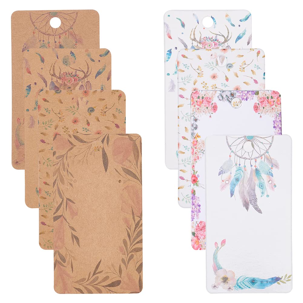 FINGERINSPIRE 160pcs 8 Styles Cardboard Earring Display Cards Earring Card Holder with 100pcs Self-Sealing Bags Rectangle Pre-Punched Display Holder, Jewelry Display Tag