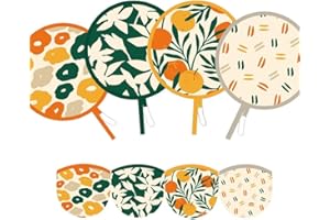 SUJJY 4 PCS 4 Abstract Styles Handheld Compact Cooling Fans Foldable Multi-Role Round Fans for Outdoor Games, Party Decoration（Summer）