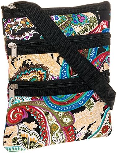 Womens Paisley Crossbody Swingpack Bag (Black Multicolor)