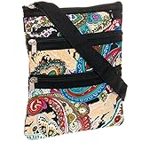 Womens Paisley Crossbody Swingpack Bag, Black Multicolor