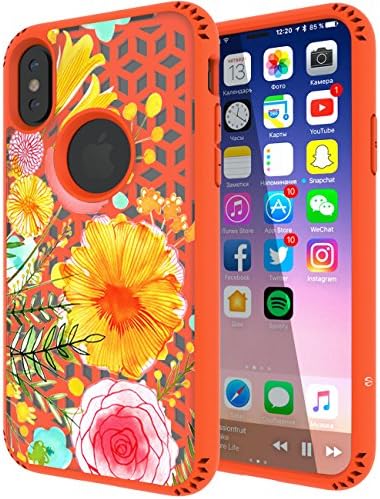 iPhone X Case, SWODERS [Shock Absorption] Flexible TPU &amp; High Impact Hard PC Material Non Slip Fashion Graphic Cute Colorful Case For Apple iPhone X (2017) - Orange