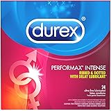 Durex Condom Performax Intense Ribbed & Dotted, 24 Count,  with delay lubricant, Ultra Fine Lubricated, Natural Latex Condomsmade with male desensitizing lube for men