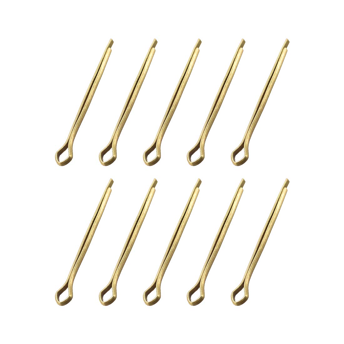 sourcing map Split Cotter Pin - 2mm x 30mm (5/64 inch x 1 3/16 inch) Solid Brass 2-Prongs Gold Tone Fastener Clip Key 10Pcs