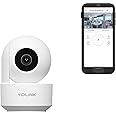YoLink Uno 2.4G WiF Wireless Home Security Camera Indoor, for Baby and Pet Monitor, 1080p Dog Camera with Phone App, Night Vision B/W, 2-Way Audio, 64G SD Card Included, 360°