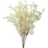 FuleHouzz 3 PCS Artificial Eucalyptus Stems Long 33" Fake Eucalyptus Leaves Branches for Vase Home Wedding Party Decorations, Cream White