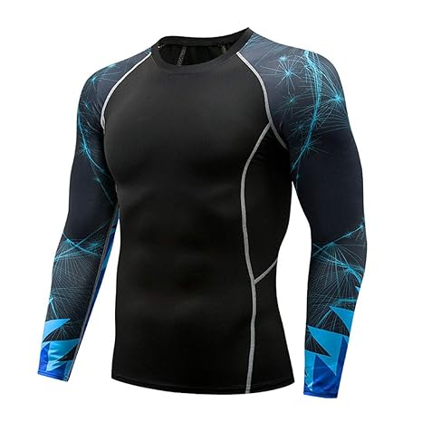 Langarmshirt für Herren,Skxinn Männer Rundkragen Langarm Fitnessshirt Sportshirt Atmungsaktiv Trocknende Laufshirt für Laufen