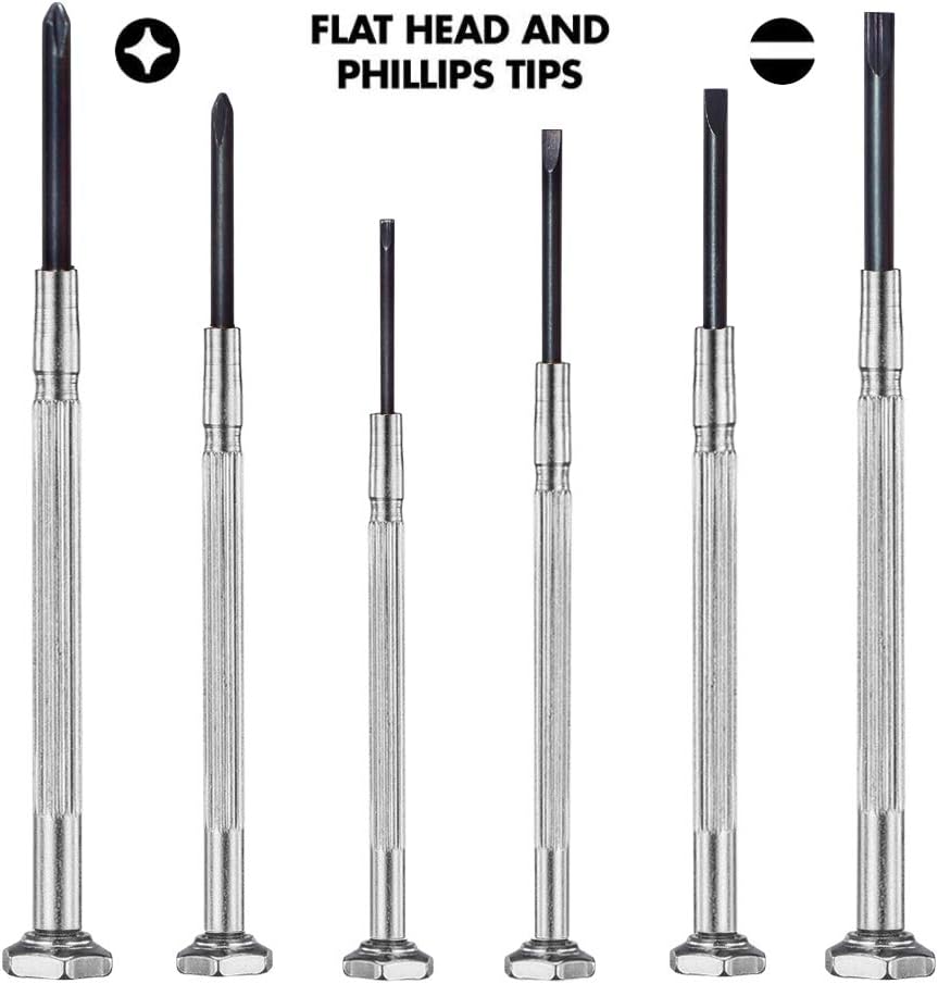 6PCS Mini Screwdriver Set with Case, Precision Screwdriver Kit with 6 Different Size Flathead and Phillips Screwdrivers, Perfect mini Screwdriver Bits for Jewelry, Watch, Eyeglass Repair.: Home Improvement