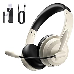 Wireless Headset with Mic for Work with AI Noise