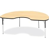 Jonti-Craft Berries 6423JCA011 Kidney Activity Table, 48" X 72", A-Height (24"-31" Adjustable Height), Maple/Black/Black