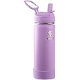Takeya Actives Water Bottle with Straw Lid - Durable & Easy-Care Water Bottle with Stainless Steel Insulation - BPA-Free Lid with Carry Handle & Straw - Dishwasher-Safe - 18 oz, Lilac