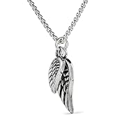 Xusamss Punk Jewelry Titanium Steel Angel Wings Pendant Necklace