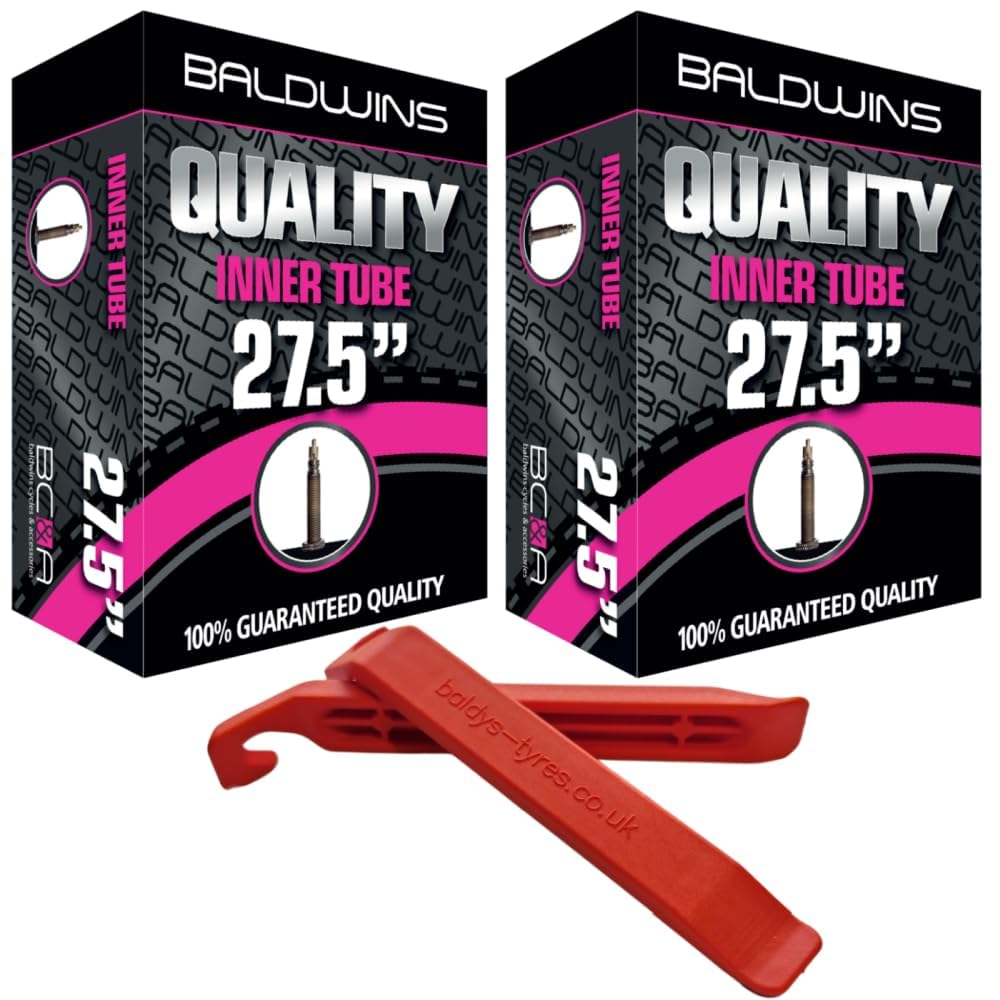 Baldwins Bike Inner Tube 27.5 x 2.20 to 2.40 Presta Valve & BALDY'S TYRE LEVER (Pack of 2)