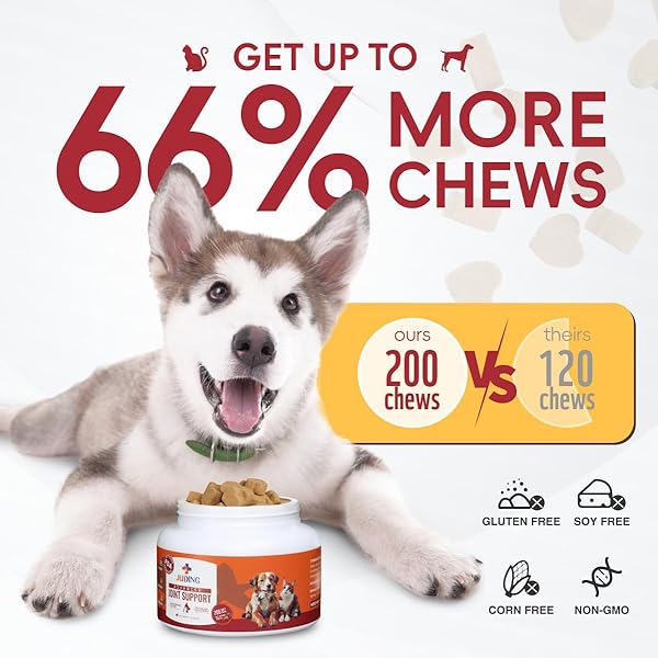 HIP AND JOINT SUPPLEMENT FOR DOGS – 200 CHEWS – CHICKEN FLAVORE – JOINT HEALTH, IMMUNE BOOST, AND VITAMIN SUPPORT FOR DOGS AND CATS OF ALL AGES