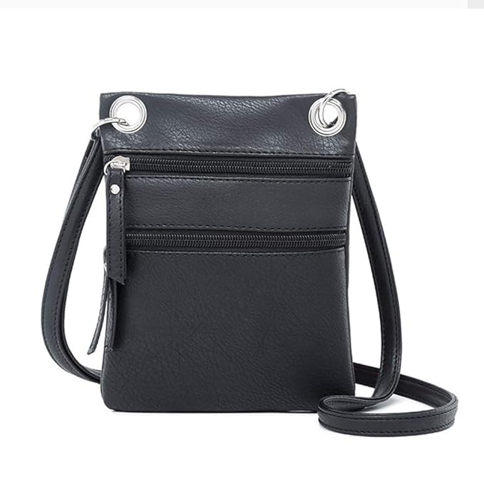 Tibes kleine Umhängetasche Crossbody Geldbörse für Frauen Schwarz
