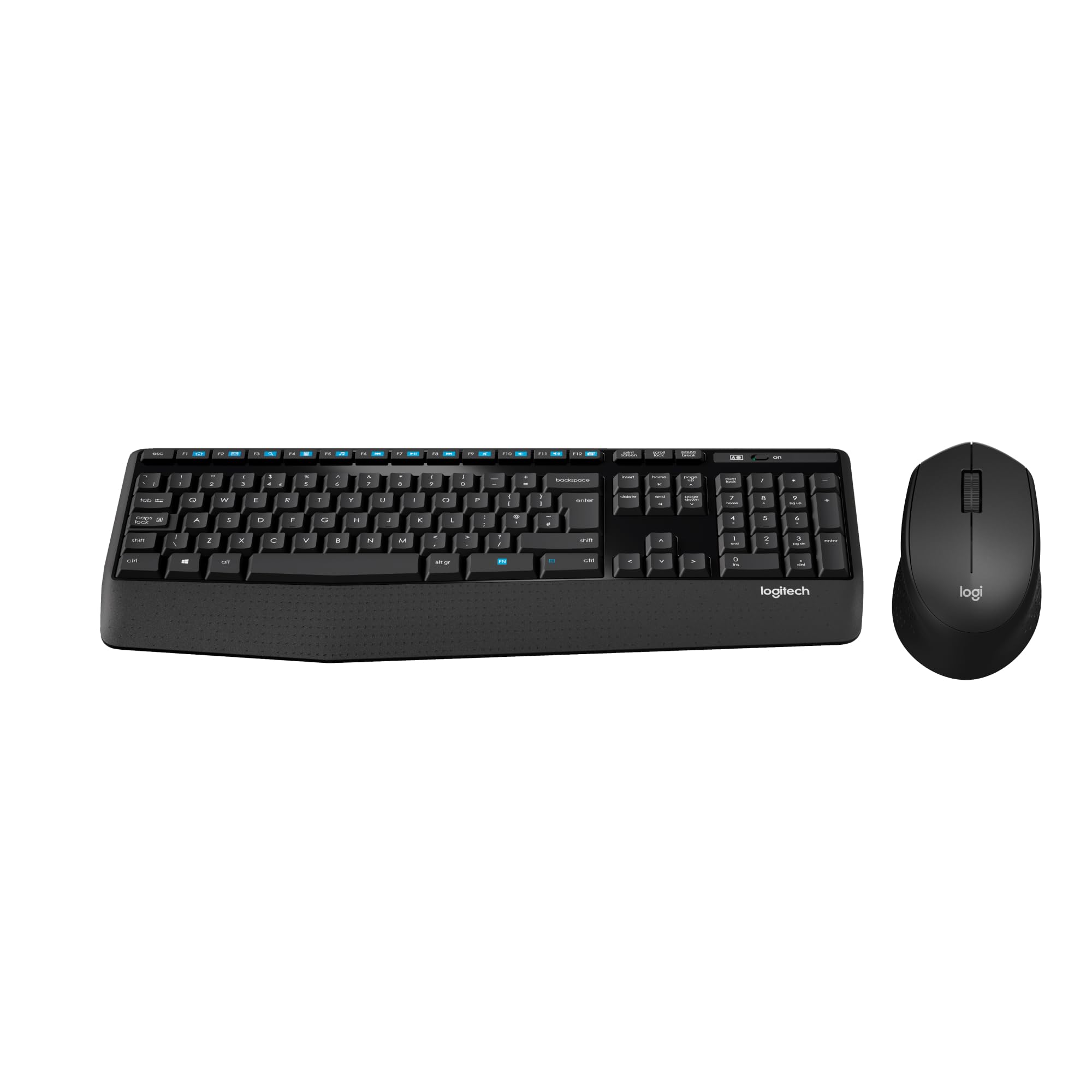 Logitech MK345 Wireless Keyboard and Mouse Combo, Full-Sized Keyboard with Palm Rest, QWERTY US International Layout - Black