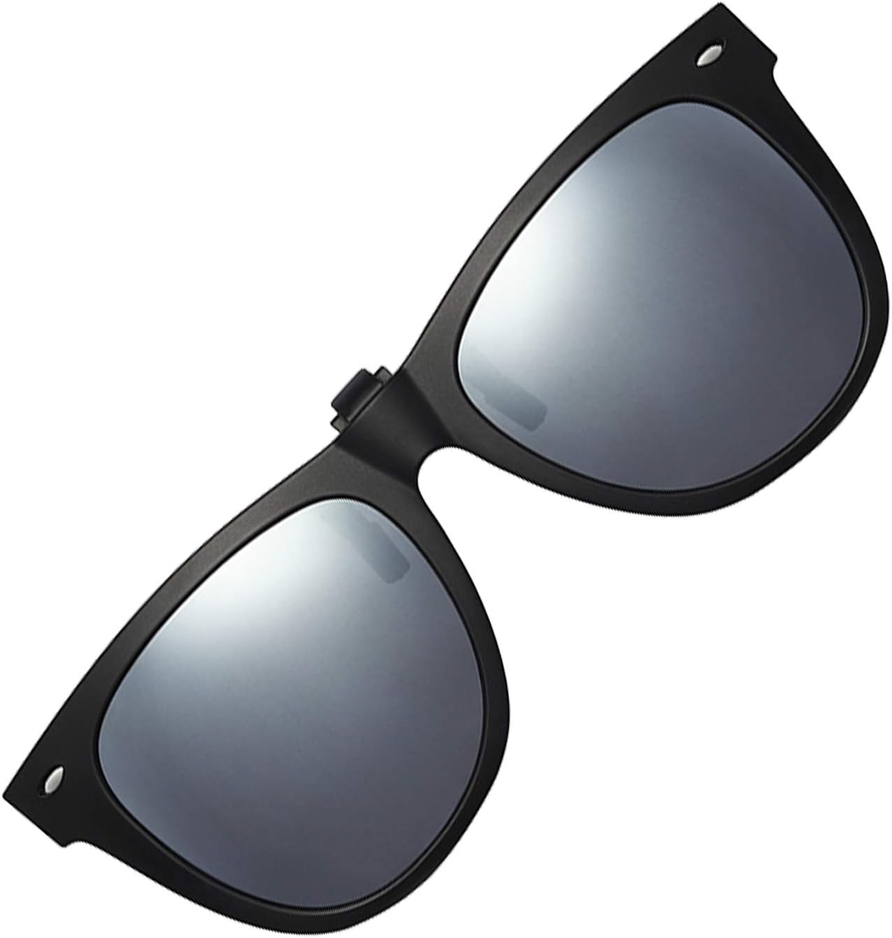 Polarized Clip-on Sunglasses Unisex Anti-Glare Driving Sunglasses With Flip Up for Prescription Glasses (ROUND-SILVER)