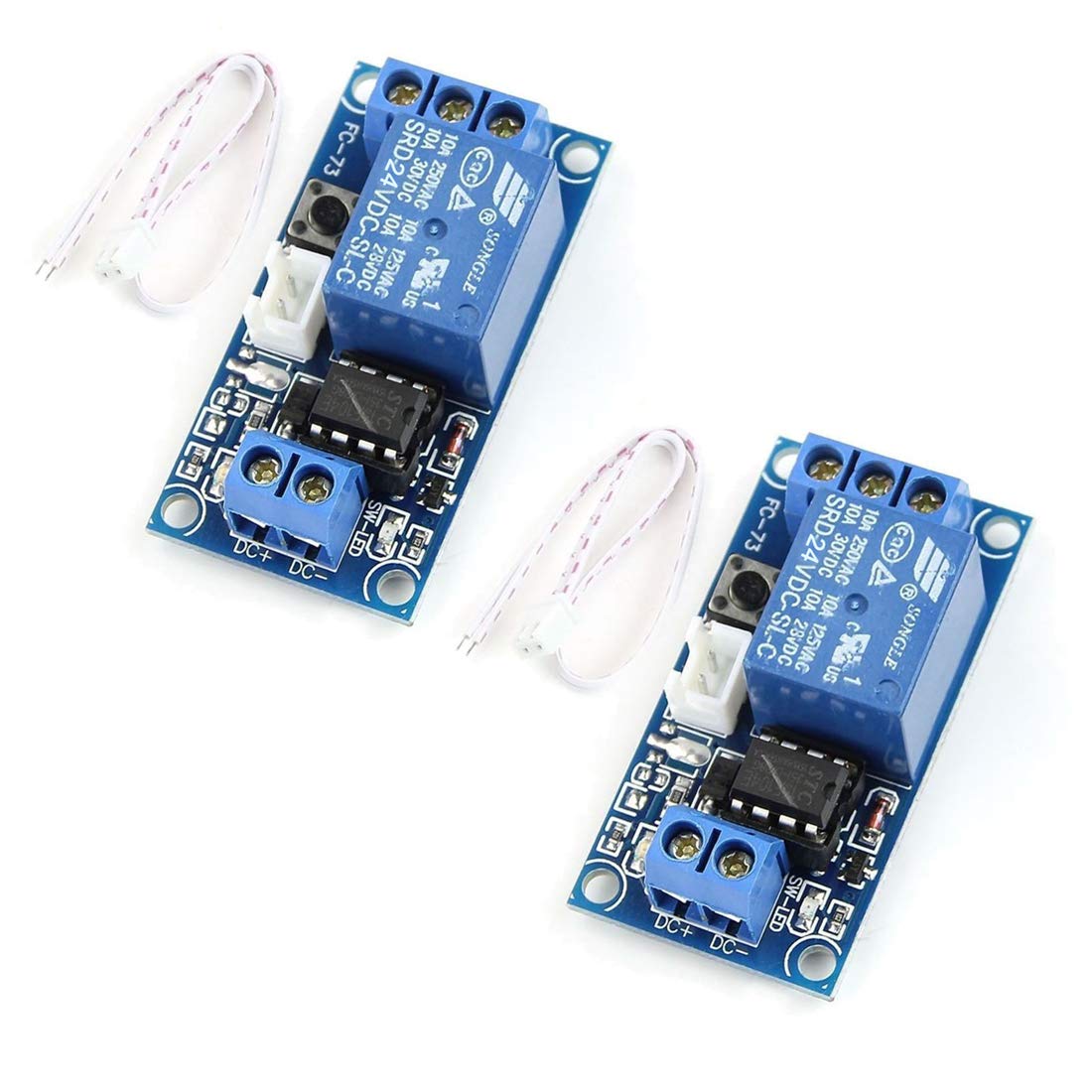 Hailege 2pcs 24V One Channel Single Bistable Self-Locking Relay Module Push to Start and Stop for MCU