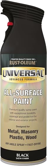 Rust-Oleum Universal Spray Paint Satin Black 400ml 360° Any-Angle Grip view 7