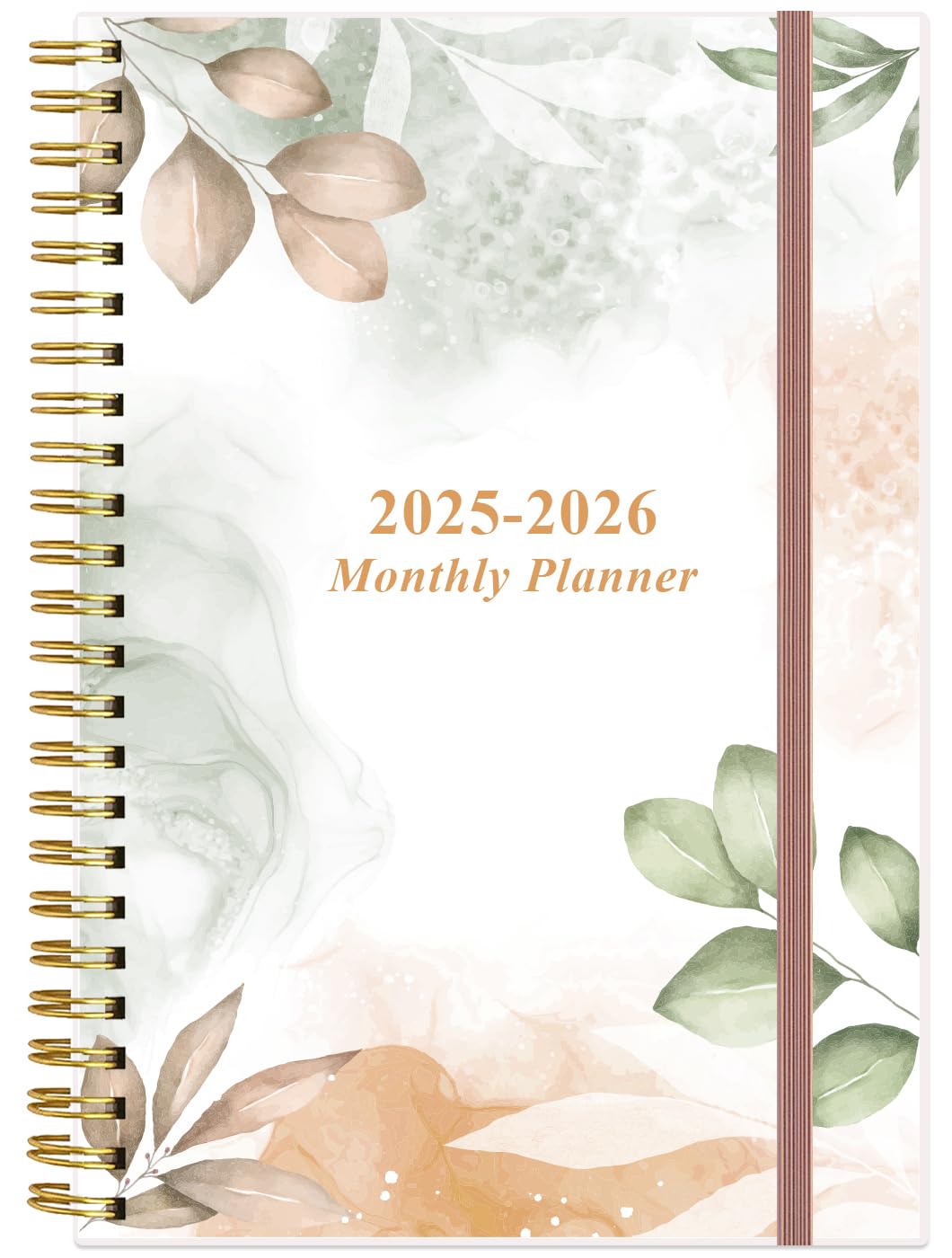 Photo 1 of 2025-2026 Monthly Planner - October 2025 - December 2026, Two Pages Per Month, 18 Monthly Calendar/Planner with Tabs, Strong Twin-Wire Binding, Inner Pocket, 6.4" x 8.5", Rose Leaf