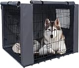 PETKEI Dog Crate Cover Small 24in Waterproof 600D Oxford Dual Door