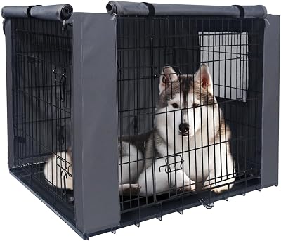PETKEI Dog Crate Cover Small 24in Waterproof 600D Oxford Dual Door