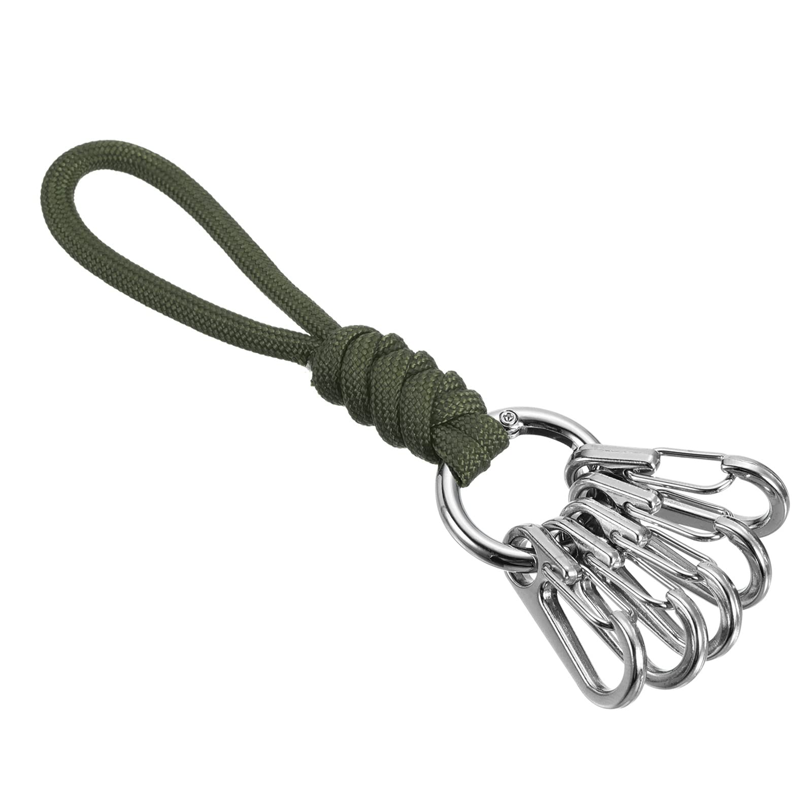PATIKIL Badge Lanyard with Spring O Ring Snap Hooks 5.5 Inch, Braided Wrist Keychain Strap for Keys Whistles Wallets, Army Green