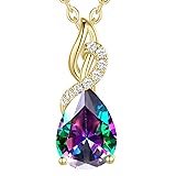 FANCIME Alexandrite Necklace 14K Solid Yellow Gold
