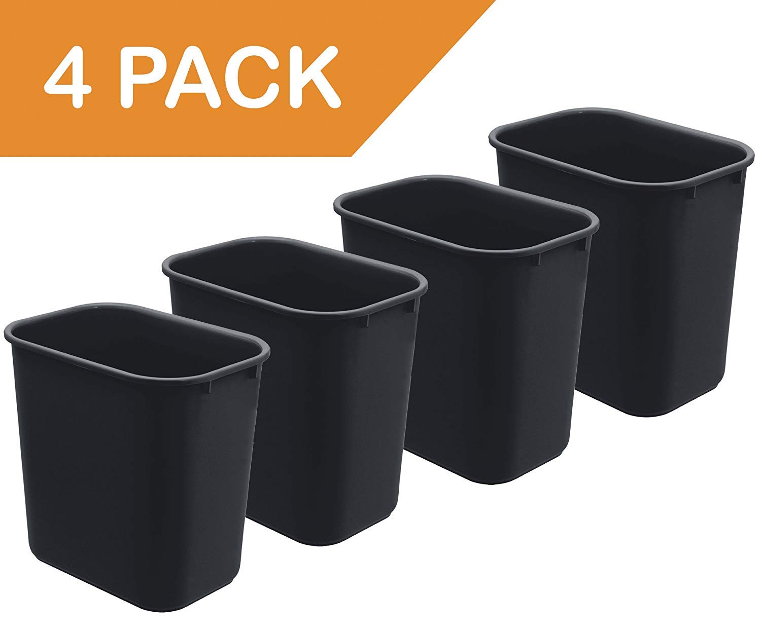 Acrimet Wastebasket Bin 24L Plastic (Black Color) (4 Pack) Amazon.co