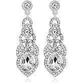 Cute Hollow Crystal Rhinestone Teardrop 8-Shaped Long Dangle Earrings for Women Fashion Strand Jewelry