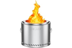 Golabs Smokeless Fire Pit 19.5", Portable with Handle, Stainless Steel Outdoor Firepit with Removable Ash Pan & Fire Poker, Easy to Clean, Efficient Heating & Less Ash, Perfect for Backyard & Camping