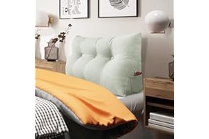 BNCKTRD Headboard Pillow Wedge Twin Size Large Bolster Pillow for Daybed Back Support Triangle Reading Pillow for Sitting Up in Bed XXL Couch Rest Backrest Cushion Linen Off White