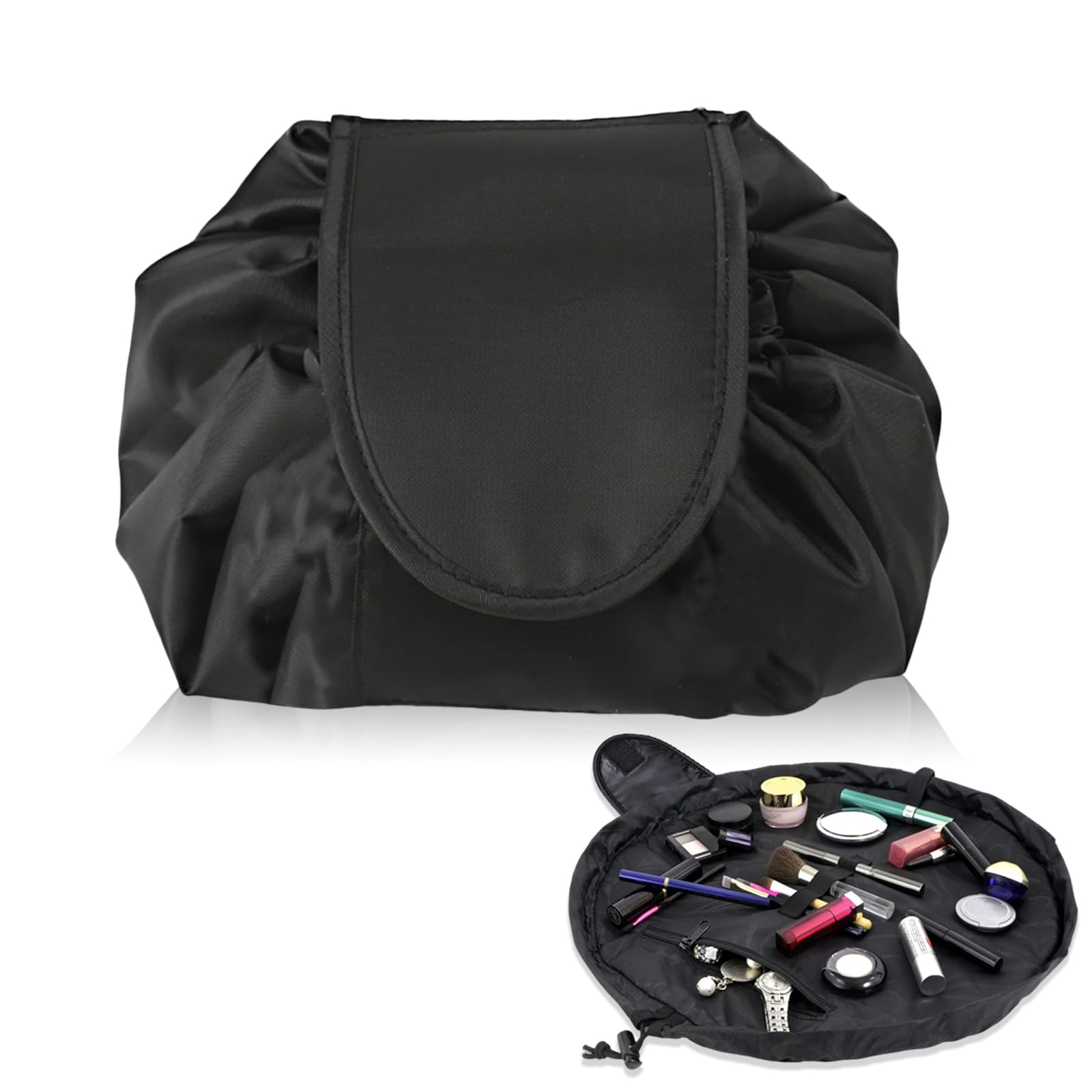 Large Capacity Travel Makeup Organiser Bag - Drawstring Makeup Bags for Women, Portable Magic Cosmetic Pouch