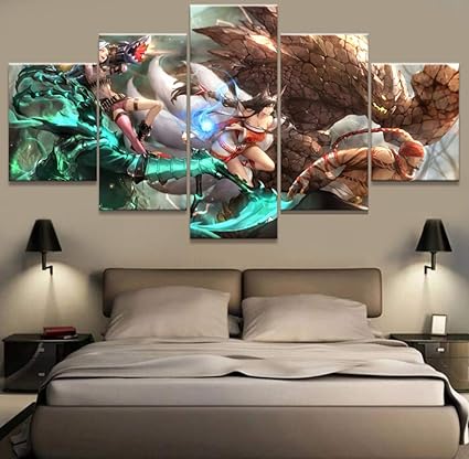MIYCOLOR League of Legends Spiel Wandkunst Leinwand Malerei HD Drucken 5 Stück Leinwand Wandkunst Für Wohnzimmer Malerei Wohn