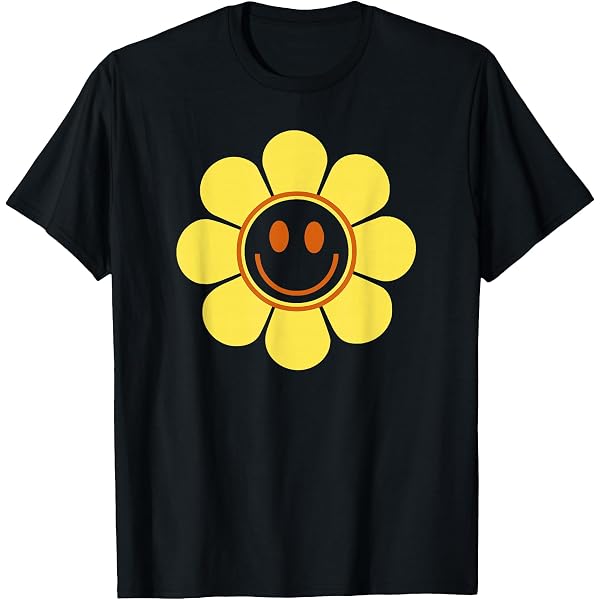 Amazon.com: Happy Retro Rainbow Flower T-Shirt : Clothing, Shoes