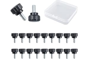 MOROBOR Knurled Thumbscrew Screw, 20pcs M5 x 10mm Carbon Steel Threaded Knurled Thumbscrew Grip Knobs Thumb Screw for Machinery Latche with Storage Case