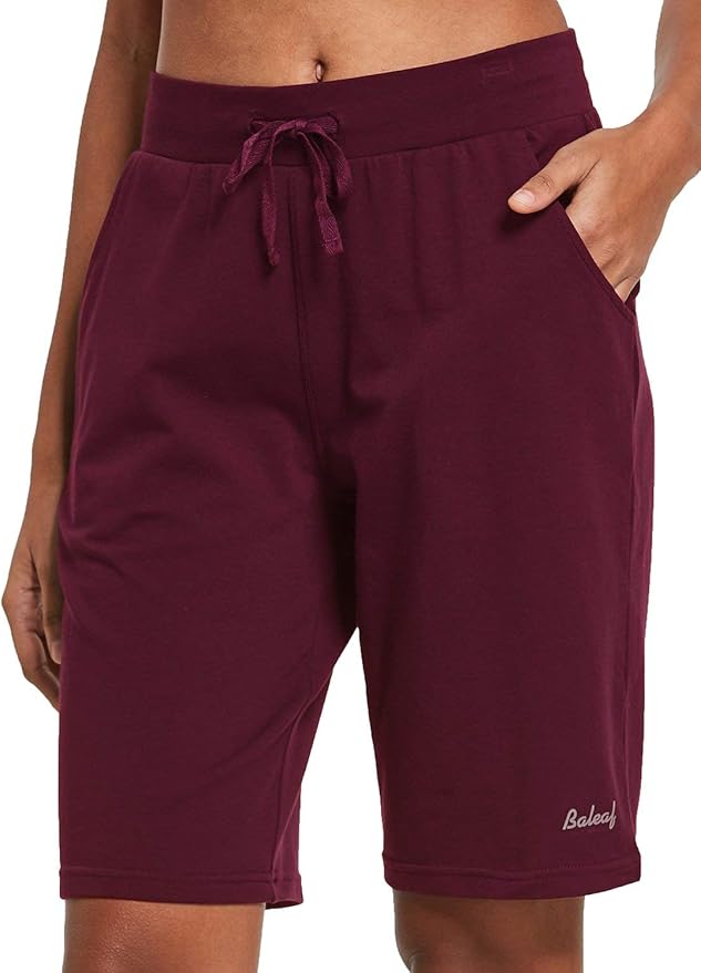 BALEAF Dames Bermuda - Hoge Taille Katoenen Shorts 30.5cm | Met Zakken Voor Casual & Sport