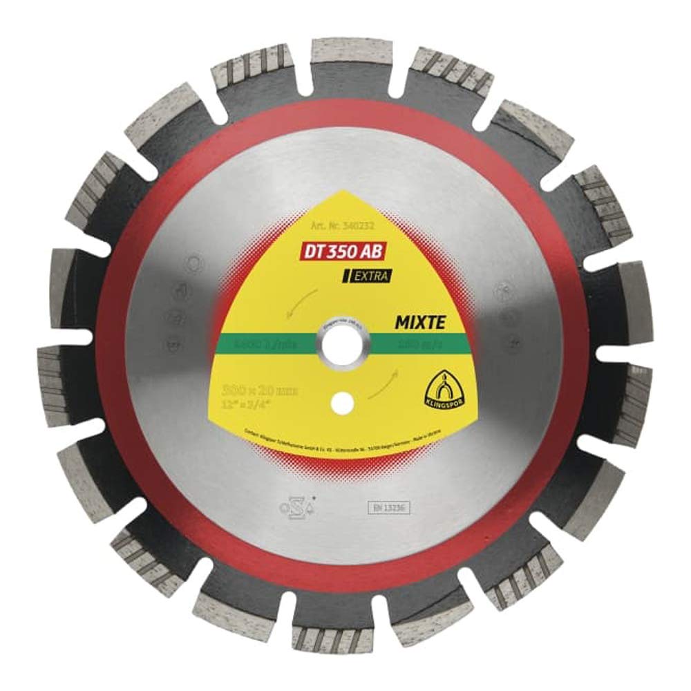 Klingspor 340241 DT 350 AB Extra Large Diamond Cutting Discs for Asphalt/Concrete, 300 mm Diameter, 25.4 mm Drilling